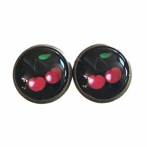 3 for 15🎀cherry picture earrings